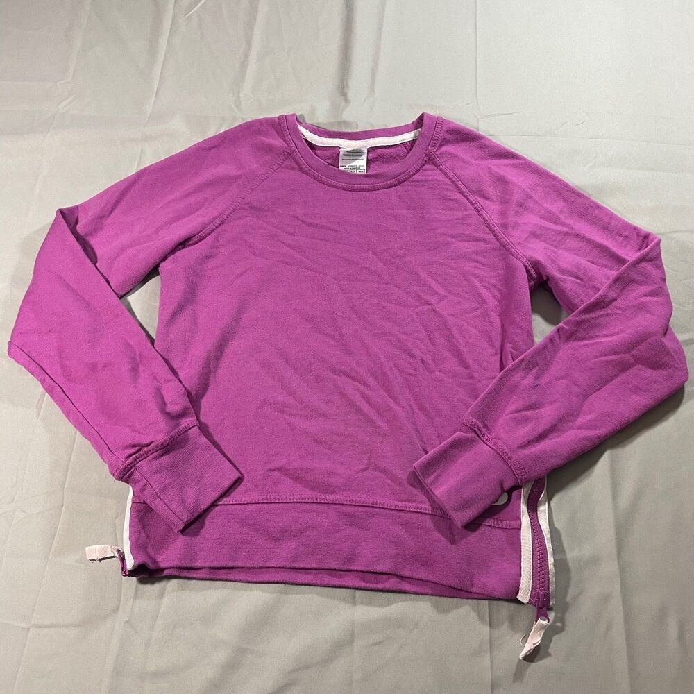 Soffe Side Zip Crew Neck Sweatshirt Long Sleeve Pink Shirt Womens Junior Size XS